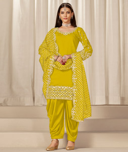 Yellow Silk Punjabi Suit