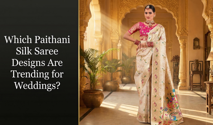Trending Paithani silk saree design for Indian weddings with colorful motifs and traditional bridal look