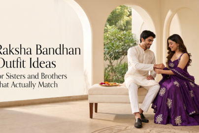 Stylish matching outfits for brothers and sisters celebrating Raksha Bandhan, featuring elegant designs and complementary colors.